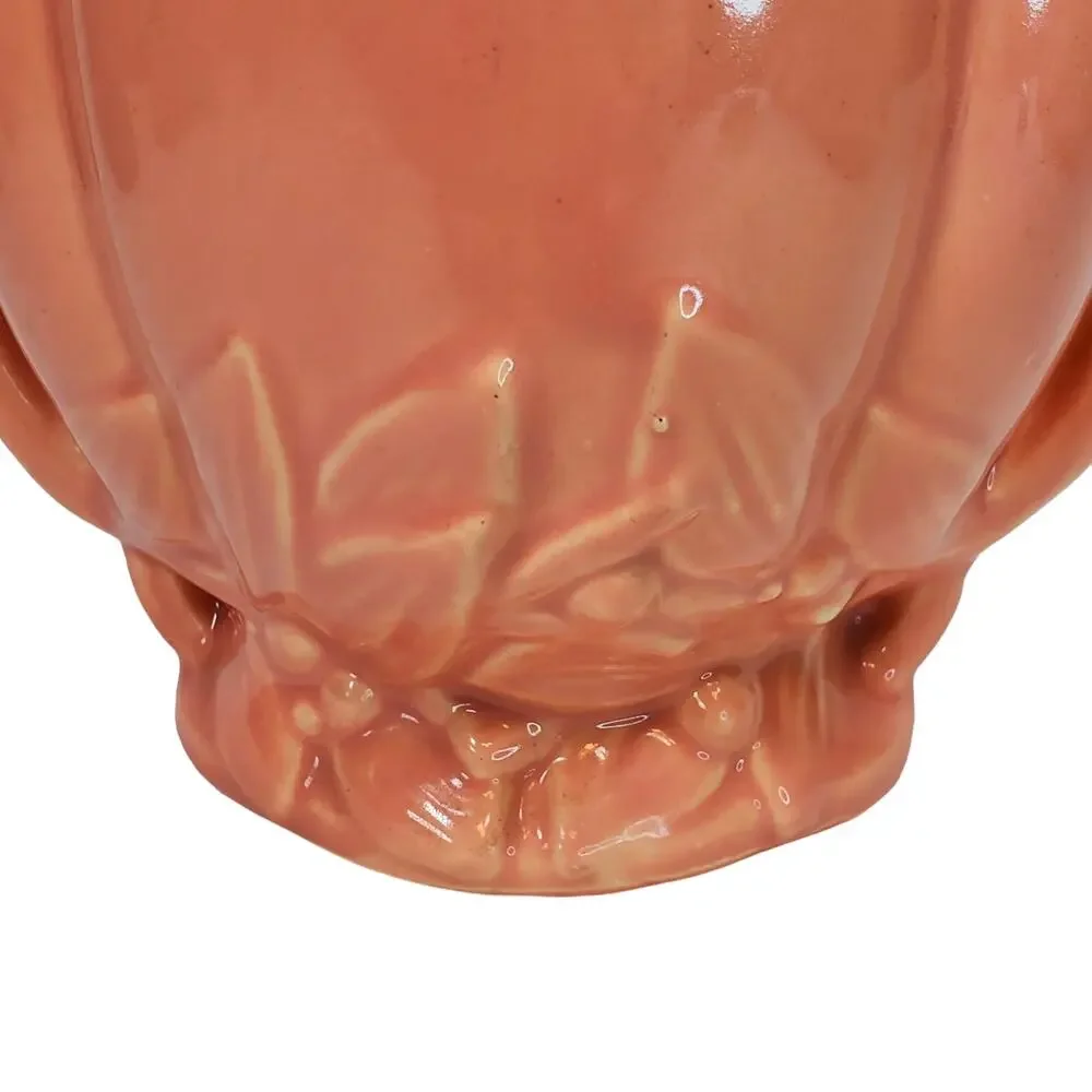 McCoy Pottery Vase Leaves and Berries Pink 7.25